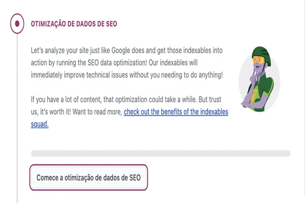 Tela de otimização de dados de SEO no Yoast com a função de otimização indexável.