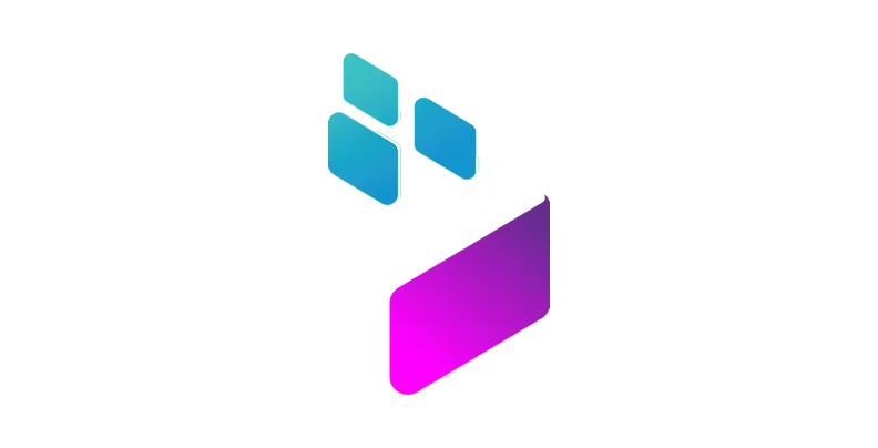 &Iacute;cone estilizado da LCM Sistemas composto por blocos geom&eacute;tricos em perspectiva azul e violeta.